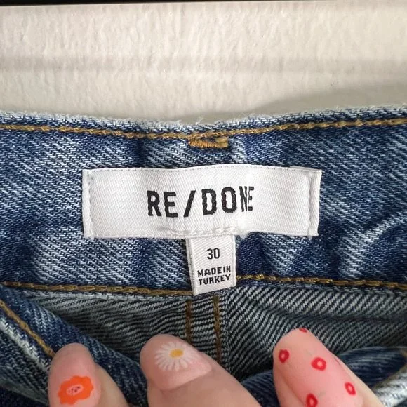 NWT RE/DONE 90's Low Slung Cut Off Shorts in Bleu Mere - Picture 13 of 13